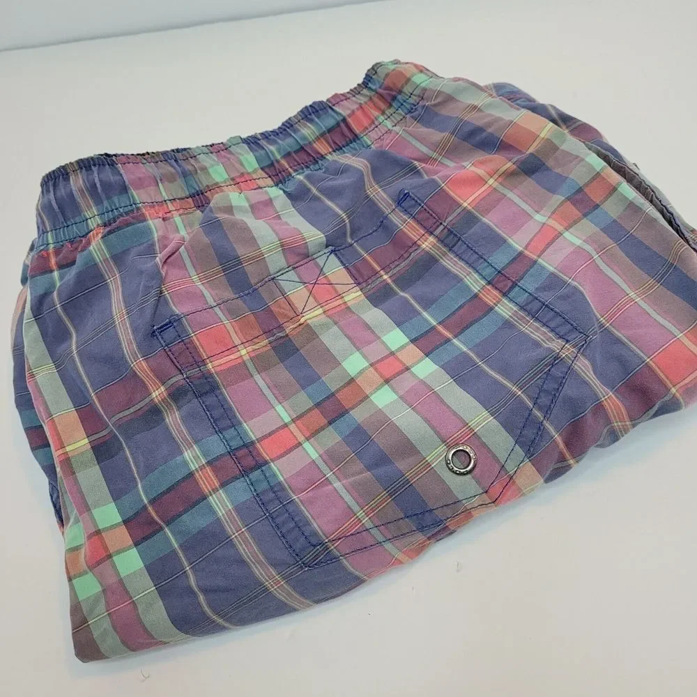 Polo Ralph Lauren Swim Trunks Mens XL‎ Lined Shorts Drawstring Beach Plaid Blue